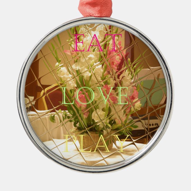 Reflected Blooms Art Print Metal Ornament (Front)