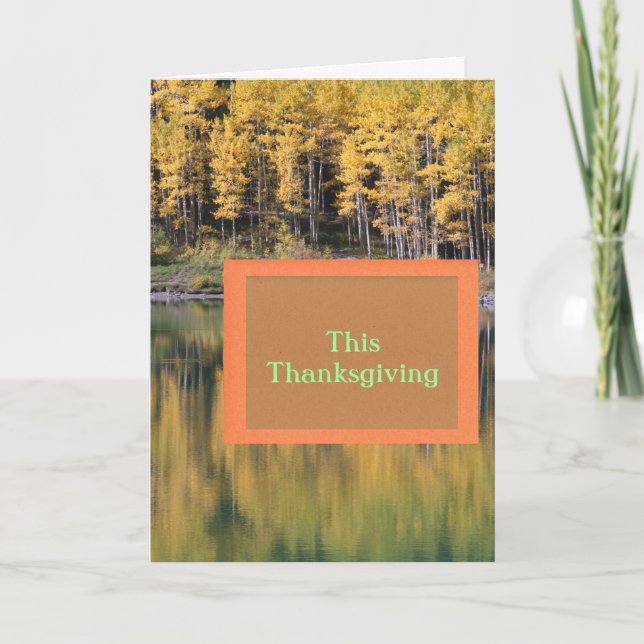 Reflected Golden Aspens Thanksgiving Card (Front)