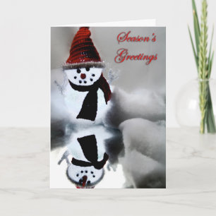Reflected Snowman Seasons Greetings Card