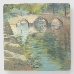 Reflected Trees on Waters of a Canal Stone Coaster