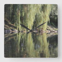 Reflected Willow Trees In River