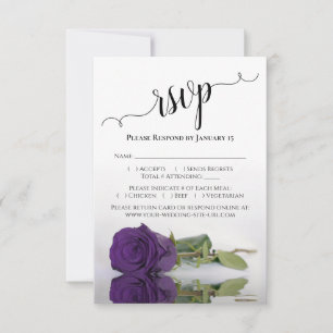 Reflecting Deep Royal Purple Rose Elegant Wedding RSVP Card