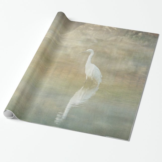 Reflecting Egret Wrapping Paper (Unrolled)