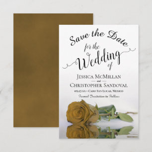 Reflecting Gold or Yellow Rose Romantic Wedding Save The Date