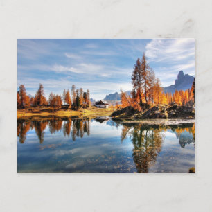Reflecting Lake in the Dołomiti Italian Mountains Postcard