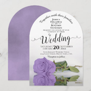 Reflecting Lavender Purple Rose Elegant Wedding Invitation