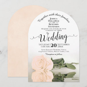 Reflecting Pale Blush Peach Rose Elegant Wedding Invitation
