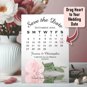 Reflecting Pink Rose Elegant Wedding Calendar Save The Date