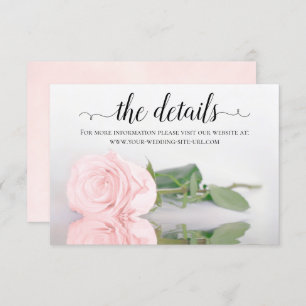 Reflecting Pink Rose Wedding Details Website Enclosure Card