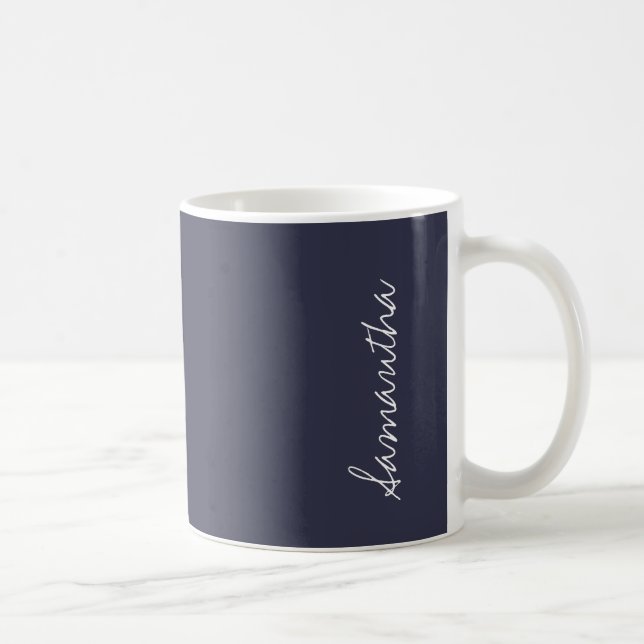 Reflecting Pond Deep Blue Solid Colour Personalise Coffee Mug (Right)