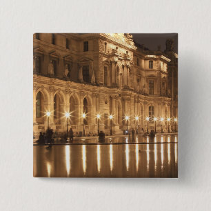 Reflecting pool at the Louvre, Paris, France 15 Cm Square Badge