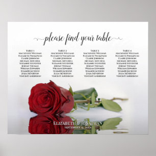 Reflecting Red Rose 4 Table Wedding Seating Chart