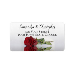 Reflecting Red Rose Elegant Wedding Address Label