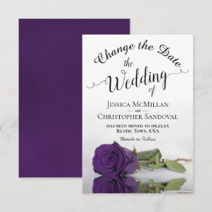 Reflecting Royal Purple Rose Change Wedding Plans Save The Date