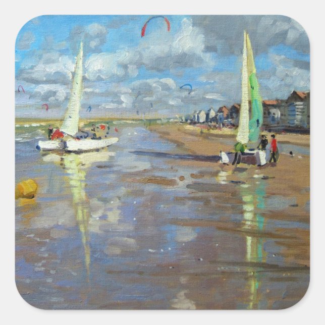 Reflection Bray Dunes France Square Sticker (Front)