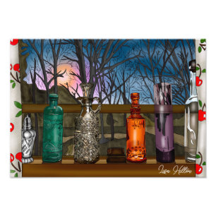 Reflection   Colorful Glass Vases in Window Photo Print