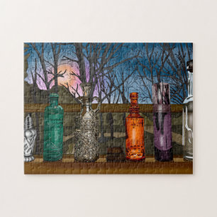 Reflection   Colourful Glass Vases in Window Sill  Jigsaw Puzzle