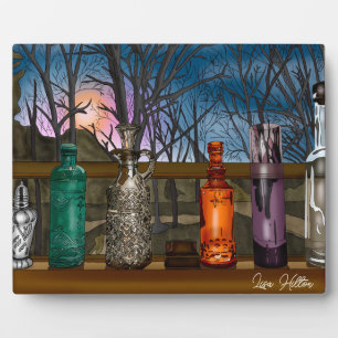 Reflection   Colourful Glass Vases in Window Sill  Plaque