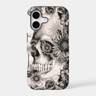 Reflection, floral landscape skull