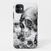 Reflection. Floral landscape skull.