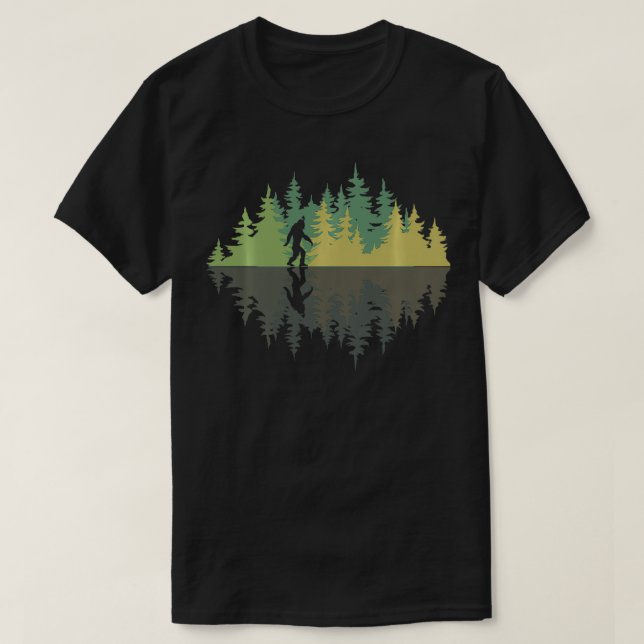 Reflection Forest Trees Sasquatch Conspiracy Yeti  T-Shirt (Design Front)