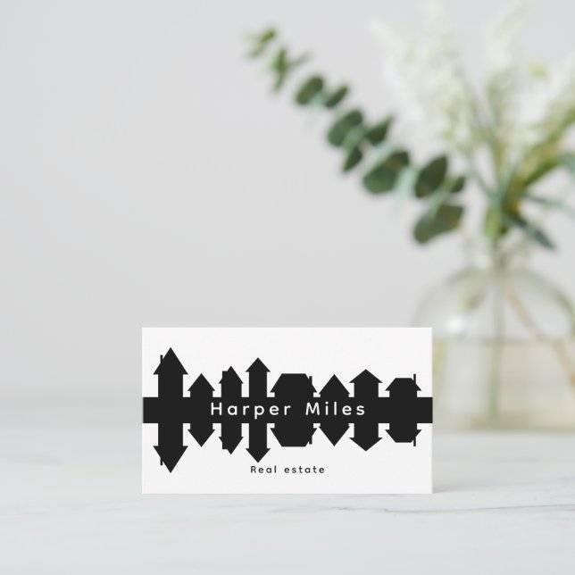 reflection houses silhouette real estate business card (Standing Front)