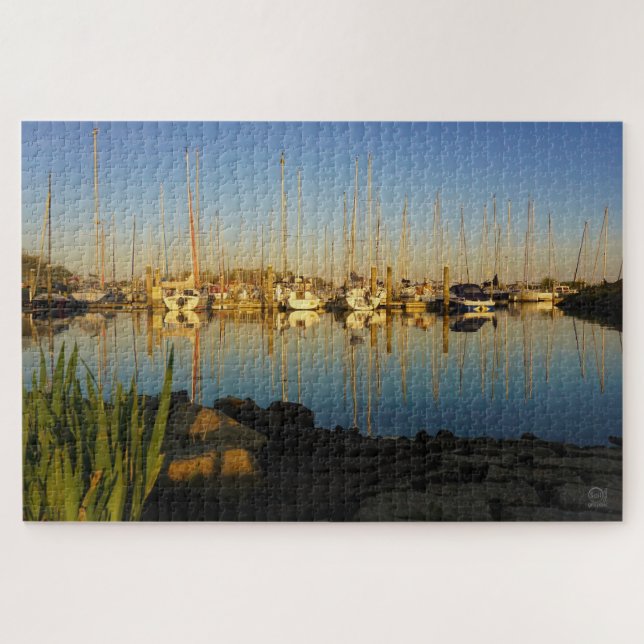 Reflection of boats in a harbor. jigsaw puzzle (Horizontal)
