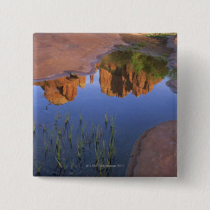 Reflection of Cathedral Rock , Sedona , Arizona 15 Cm Square Badge