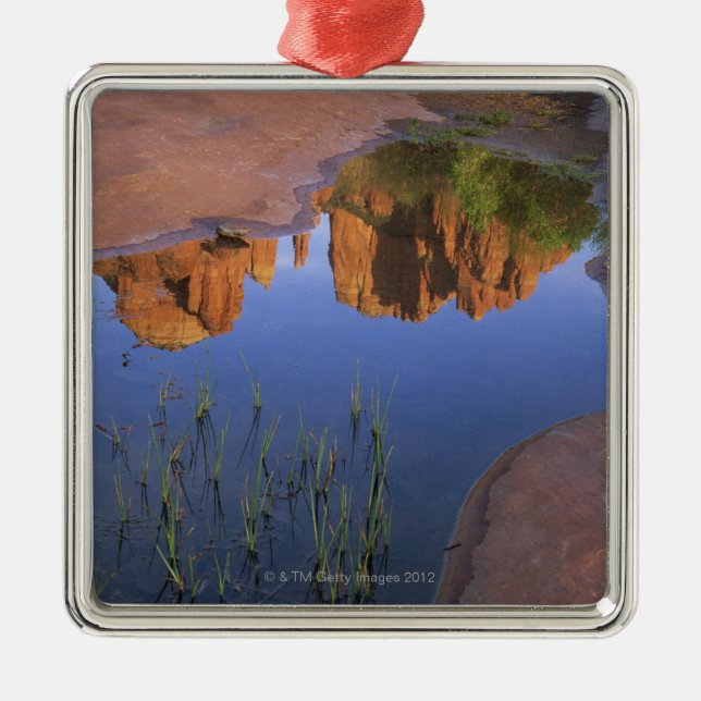 Reflection of Cathedral Rock , Sedona , Arizona Metal Ornament (Front)