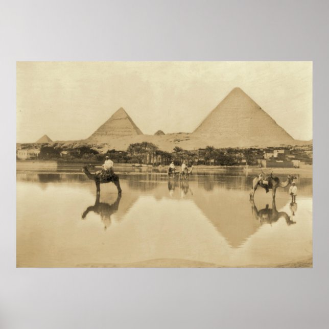 Reflection of Egyptian Pyramids Poster (Front)