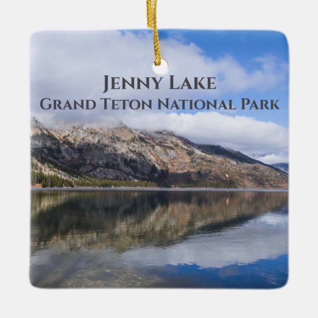 Reflection on Jenny Lake Grand Teton National Park Ceramic Ornament (Front)