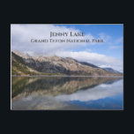 Reflection on Jenny Lake Grand Teton National Park Postcard<br><div class="desc">The Tetons range and low,  fluffy clouds are reflected in the stillness of Jenny Lake at Grand Teton National Park near Jackson Hole,  Wyoming.</div>