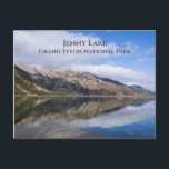 Reflection on Jenny Lake Grand Teton National Park Postcard<br><div class="desc">The Tetons range and low,  fluffy clouds are reflected in the stillness of Jenny Lake at Grand Teton National Park near Jackson Hole,  Wyoming.</div>