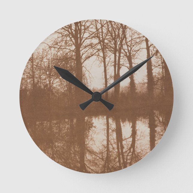 Reflections, 1843 (sepia photo) round clock (Front)