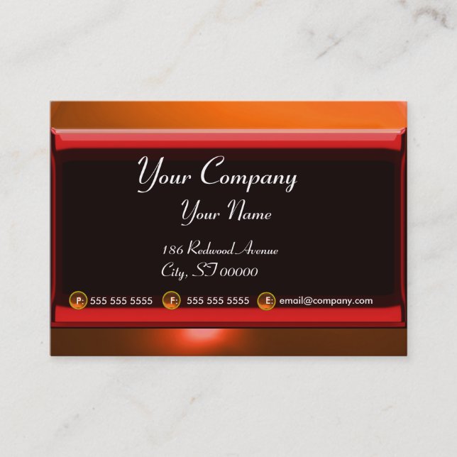 REFLECTIONS 2 AGATE monogram  black red orange Business Card (Front)