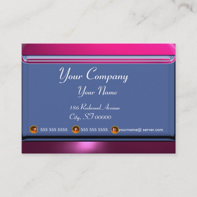 REFLECTIONS 2 AMETHYST monogram white blue purple Business Card (Front)