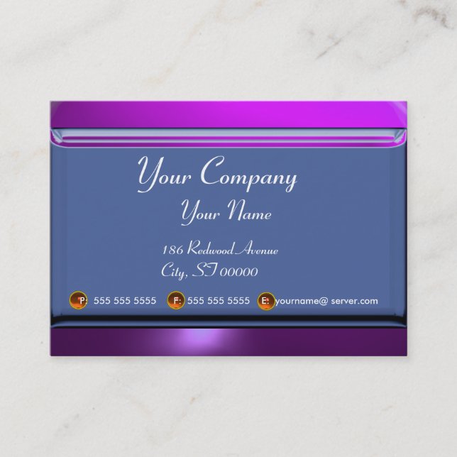 REFLECTIONS 2 AMETHYST monogram white blue purple Business Card (Front)