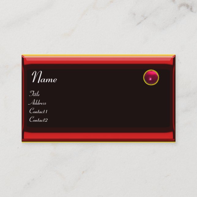 REFLECTIONS 2 RUBY monogram  black red yellow Business Card (Front)