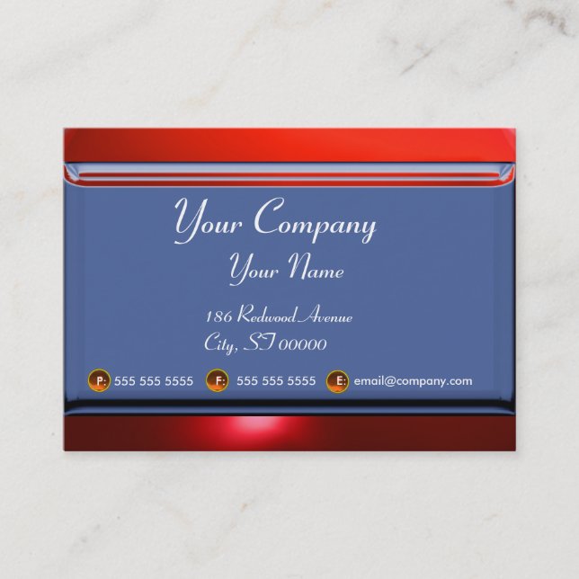 REFLECTIONS 2 RUBY monogram white blue red Business Card (Front)