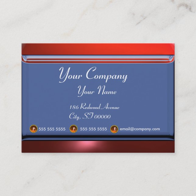 REFLECTIONS 2 RUBY monogram white blue red Business Card (Front)