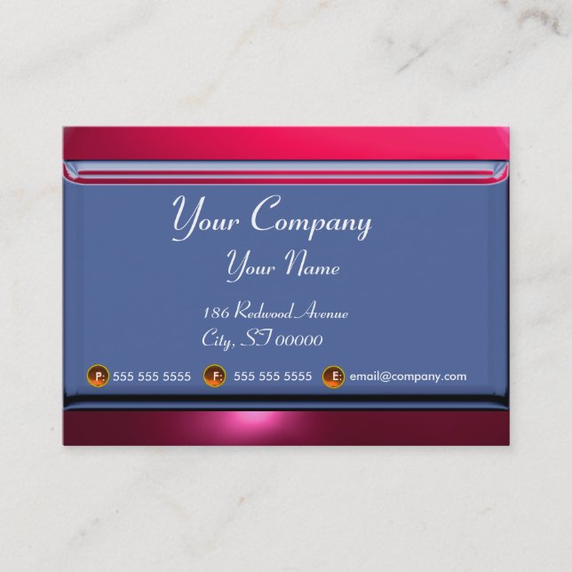 REFLECTIONS 2 RUBY monogram white blue red pink Business Card (Front)