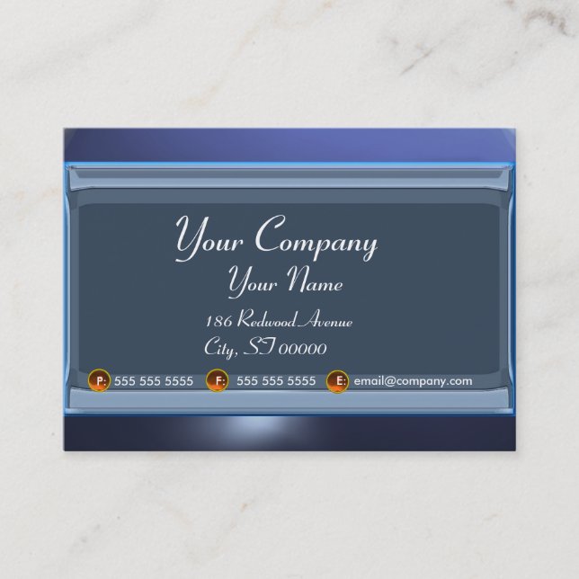 REFLECTIONS 2 TOPAZ monogram white black blue Business Card (Front)