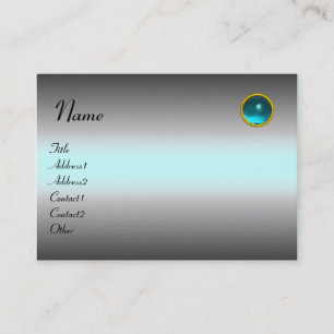 REFLECTIONS AQUAMARINE  MONOGRAM, grey white blue Business Card