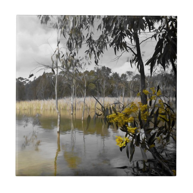 Reflections Beneath Grey Skies Ceramic Tile (Front)