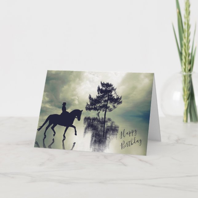 Reflections Dressage Stormy Weather Horse Birthday Card (Front)