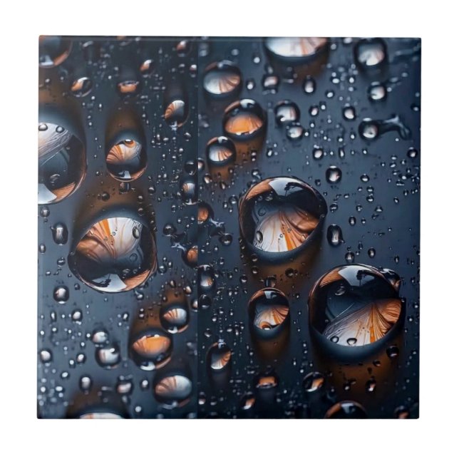 Reflections in Raindrops” Ceramic Tile (Front)