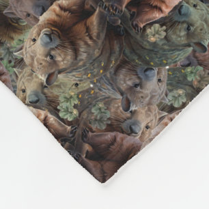 Reflections in the Burrow: The Symmetry of Wombats Fleece Blanket