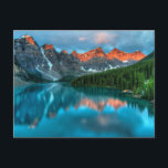 Reflections Moraine Lake Banff National Park Postcard<br><div class="desc">This stunning postcard features colourful reflections of the mountains on the water of Moraine Lake in the Banff National Park,  Canada #postcards #morainelake #lake #moraine #banff #nattionalpark #canada #scenic #travel #vacation #adventure #outdoors #mountains #alberta #gifts#reflections #landscape #nature</div>