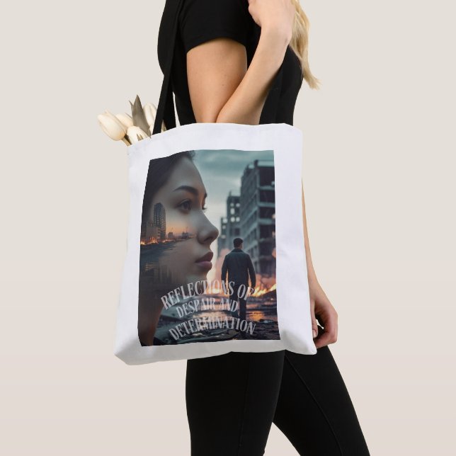 Reflections of Despair and Determination Tote Bag (Close Up)