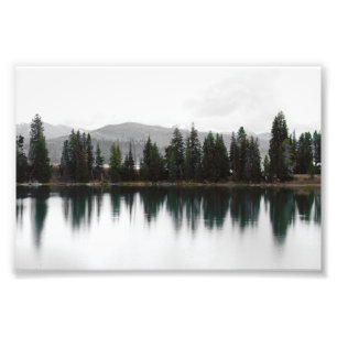 Reflections Of Evergreens On Mountain Lake  Photo Print